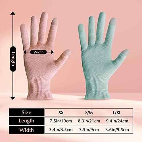 Evridwear Cotton Moisturizing Gloves Overnight Touchscreen for Dry Hands SPA Eczema Hand Care, Day and Night Moisturizing Sleeping Gloves (2 Pair S/M, Feather Weight Pink Color)