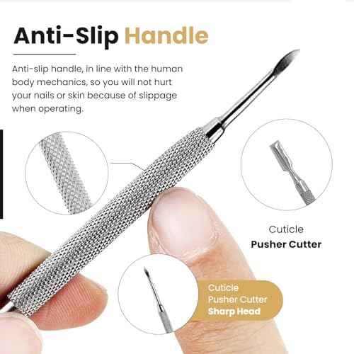 Cuticle Pusher Tools - Professional Nail Cuticle Pusher Cuticle Remover Cuticle Trimmer Spoon Shaped Nail Cleaner Dual Sided Metal Stainless Steel Manicure Pedicure for Women 2 Pack Set Krisp Beauty