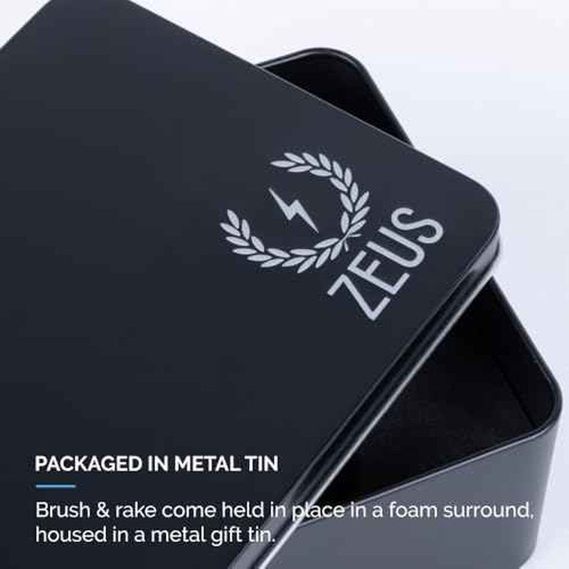 ZEUS Oval Military Beard Brush with Bristle Cleaner, Boar Bristle Beard Brush & Bristle Rake Cleaner Gift Set (Made in Germany) Firm Bristles Q91