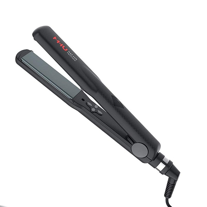 Professional Dual Voltage Hair Straightener - 1.25” Keratin Ceramic Flat Iron with Fast Heat Up & Auto Shut Off | Black