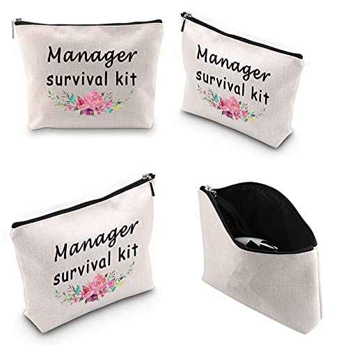 WCGXKO Manager Survival Kit Zipper Pouch Makeup Bag for Leader Manager Coworker (Manager Survival)