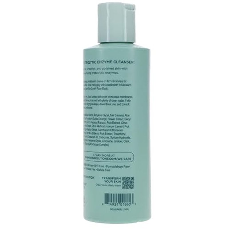 Clean Zyme - Exfoliating Face Cleanser with Proteolytic Enzymes (Papain from Green Unripened Papaya) - Cruelty Free - Made in The USA - 6 fl oz