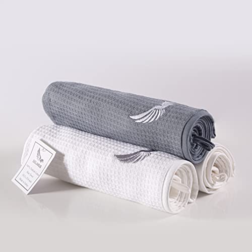 100% Turkish Cotton Hair Towel Wrap for Women,Non Microfiber,400-GSM(Grams per Square Metre),AntiFrizz,Hair Plop Waffle Towels for Curly,Long&Thick Hairs,Turban Head Wrap,1Pack10x26inc(White)