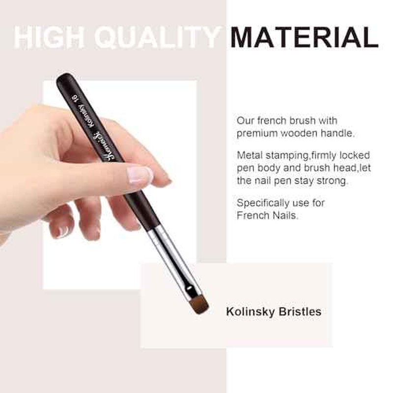 Nail Brush for French Tip, Clean Up Brush for Gel Polish Dual-Use Brush with Wooden Handle for Acrylic/Polygel/Builder Gel #8