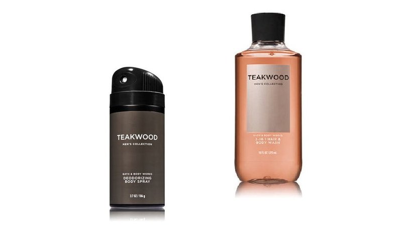 Bath & Body Works - Teakwood - Deodorizing Body Spray and 2 in 1 Hair and Body Wash - Gift Set