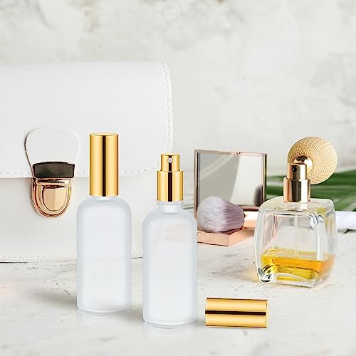 Tessco for you 20 Pcs 3.4 oz/100 ml Glass Spray Bottles Empty Perfume Atomizer Refillable Clear Decorative Empty Bottles with Fine Mist Sprayer Pump for Face Body Travel(Gold)