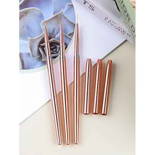 TOROKOM 3Pcs Nail Art Liner Brushes Thin Nail Art Brush Fine Nail Art Striping Brush for Nails Gel Polish Painting Design Brushes Pen Set for Striping, Detail Pattern