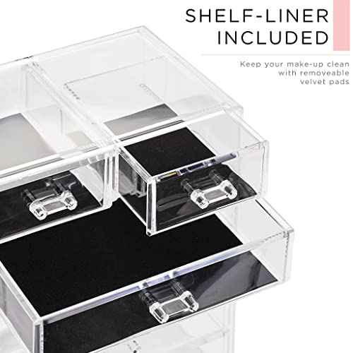 Sorbus Acrylic Makeup Organizer Set, 6-Drawer Vanity & Countertop Cosmetic Storage with Small & Wide Compartments, Clear Makeup Storage for Brushes, Lipsticks, Jewelry ? Holiday Gift for Women & Teens
