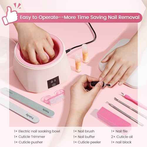Yokilly Nail Soaking Bowl Heated: 50% Faster Nail Soak off Bowl for Women Nail Beginner - Electric Manicure Nail Bowl for Home Salon
