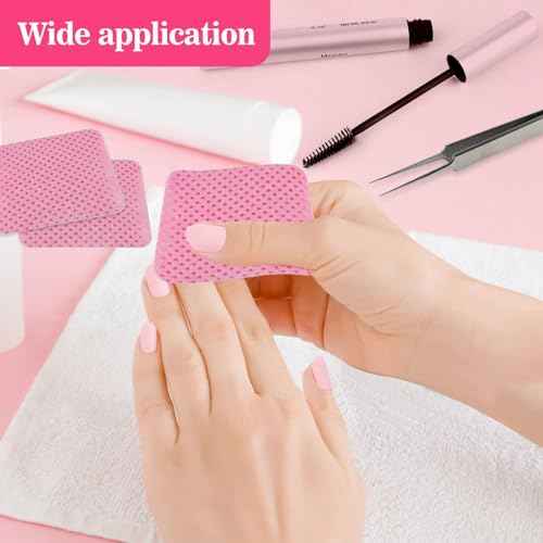 MAQIHAN 600 Lint Free Nail Wipes - Pink Nail Polish Remover Wipes Lint Free Nail Wipes Pads for Gel Nails No Lint Nail Glue Wipes Eyelash Extensions Toallitas Para U?as Sin Pelusa Nail Supplies