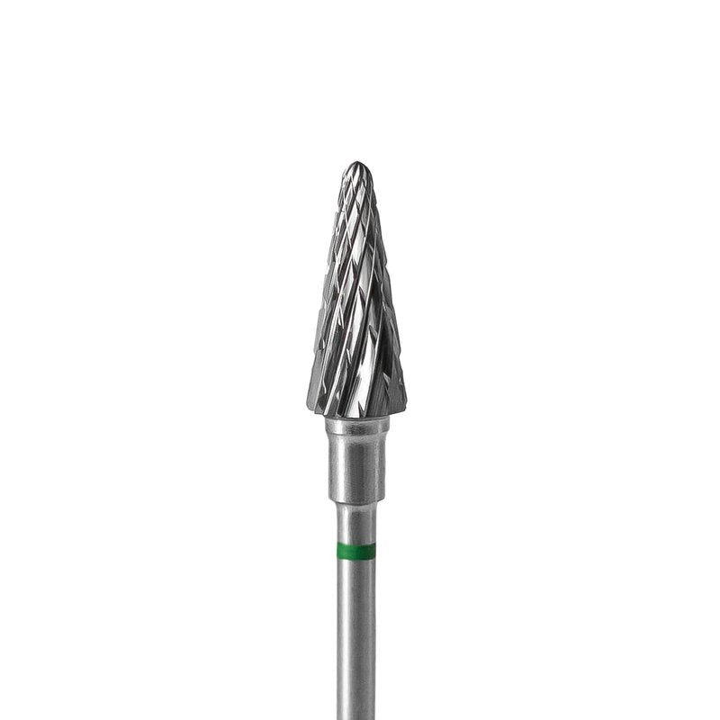 STALEKS PRO Expert Carbide Nail Drill Bit (Cone, Green, 6mm Head / 14mm WP) – Coarse Hardness for Fast Artificial Nail & Skin Material Removal in Hardware Manicure/Pedicure