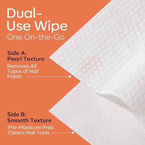 Modelones Nail Polish Remover Pads, Acetone Nail Polish Remover Wipes 50 PCS Professional Individually Wrapped Wet Wipes Easily & Quickly Lemon Smell Glycerin Moisturizing Big Size Portable