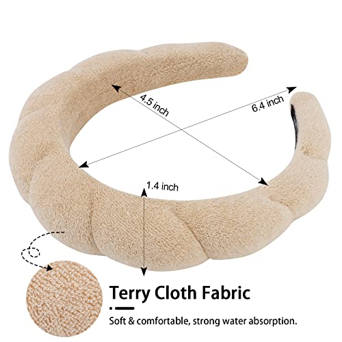 WHAVEL 3 Pack Spa Headband Skincare Headbands, Soft Hair Band for Washing Face, Makeup, Facial, Skin Care (Khaki, Brown, Black)