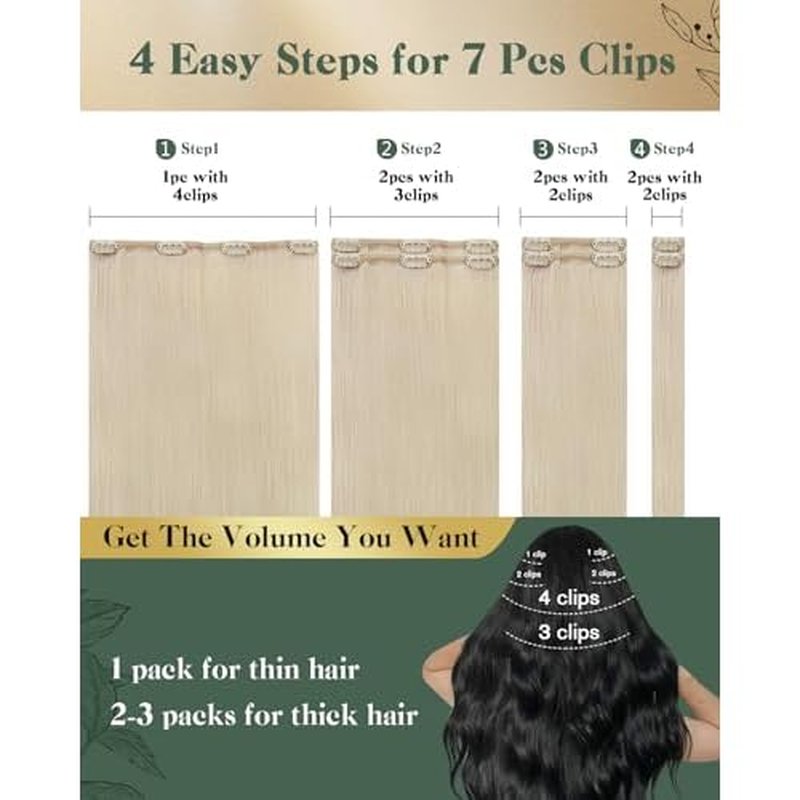 Ugeat Human Hair Clip in Extensions Blonde Clip in Hair Extensions Real Human Hair Platinum Blonde Clip in Hair Extensions for Women Blonde Hair Extensions 14 Inch 120g(105g Hair + 15g Clips)