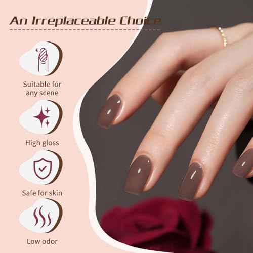 JR 9 Colors 0.5oz Brown Gel Nail Polish Set Bow Bottle Fall Design Nude Gel Polish Kit UV LED Soak Off Polish Home DIY Gift Fall Gel Polish Series