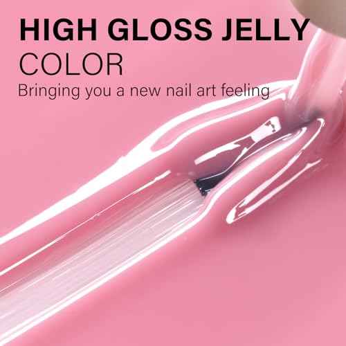 AILLSA Gel Nail Polish Nude Pink Gel Polish Sheer Neutral Color Jelly Gels Nail Polish Natural Translucent Soak Off U V Nails for Nail Art French Manicure at Home 0.51 Fl Oz /GB49