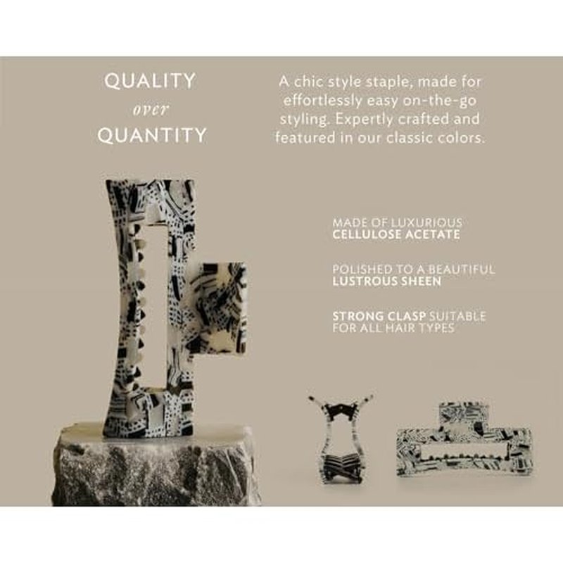 France Luxe Cutout Rectangle Claw Clip - Nacro Black
