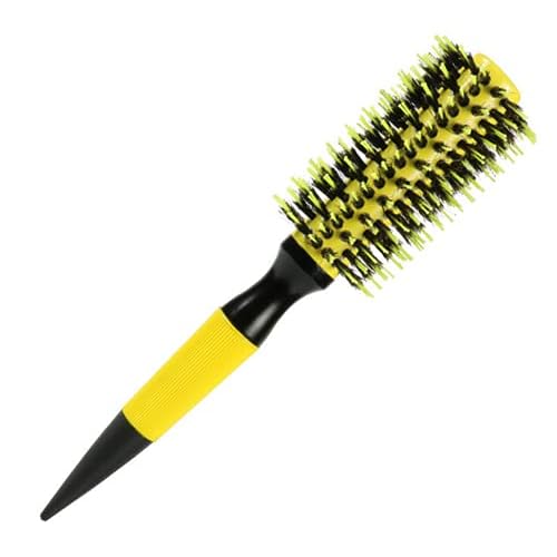 3 in 1 Ceramic & Ionic Bristle Round Barrel Hair Brush Set for Women & Men - Professional Styling, Blow Drying, Curling with Boar Bristle Brush & Scalp Comb (Yellow)
