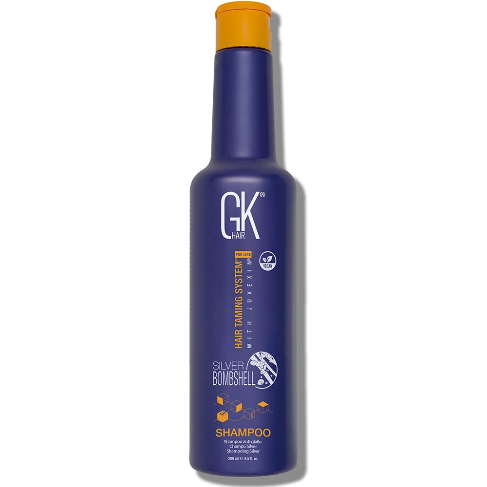 GK HAIR Purple Shampoo with Vitamin B5 — Removes Yellow & Orange Brassy Tones from Blonde, Gray & Silver Hair | Sulfate-Free Purple Toning Shampoo for Color-Treated & Bleached Hair 9.5 Oz