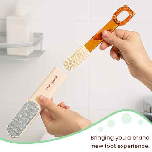 Dual-Sided Callus Remover & Foot File Set - Pedicure Exfoliator Tool with Silicone Brush for Smooth Feet-Orange