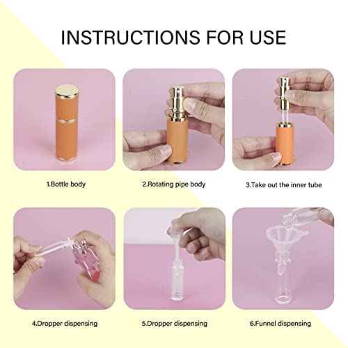 LUEXBOX 3 Pack Portable Perfume Bottle for Travel, Mini Refillable Perfume Dispenser, 5ml Faux Leather Leak Proof Perfume Atomizers Bottles Sprayer for Pocket Perfume (Red, Pink, Orange)