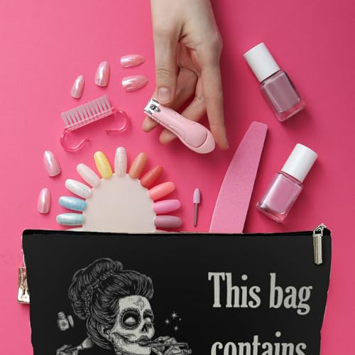 Goth Gifts for Women, This Bag Contains My Face, Gothic Makeup Bag, Witchy Spooky Cosmetic Bag with Zipper