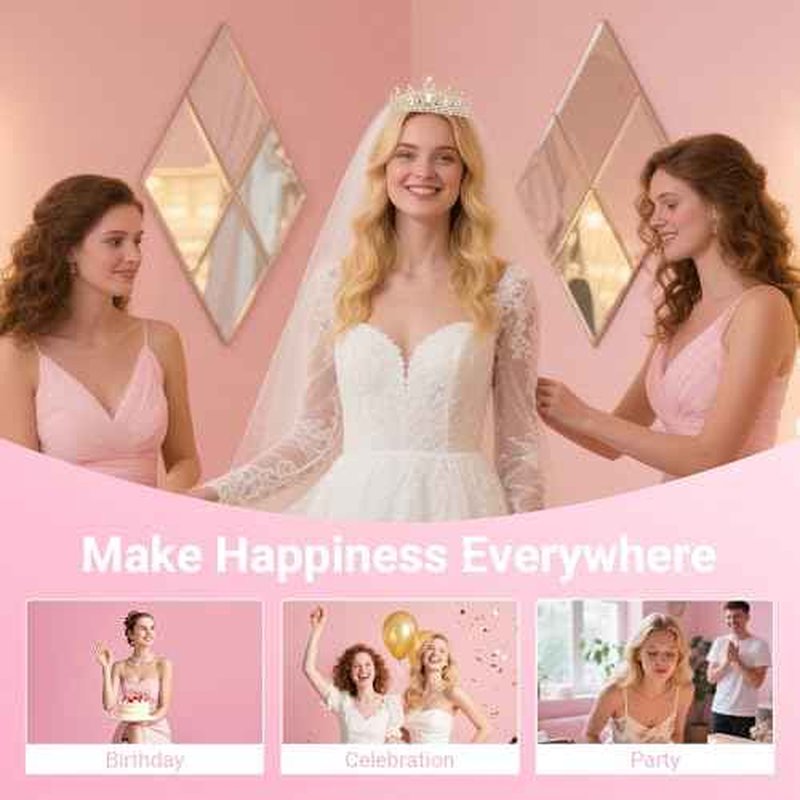 Tiara Crown for Women, Headband Hair Accessories for Birthday Wedding Party Costume