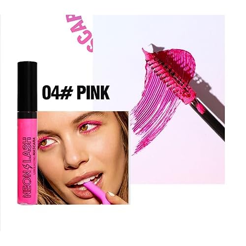 MAEPEOR Neon Mascara 6 Colors Blacklight Eyelash Waterproof and Smudgeproof Longlasting Fluorescent Mascara for Daily Wear and Halloween Christmas (Set 01)