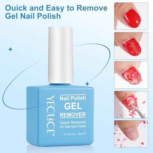 Gel Nail Polish Remover, Remove Gel Nail Polish Within 3-5 Minutes - Quick & Easy Polish Remover - No Need For Foil, Soaking Or Wrapping with 1 PCS Cuticle Pusher + 1 PCS Nail Polish Scraper