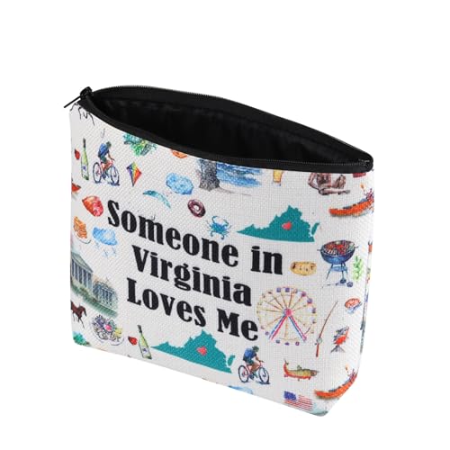 PXTIDY Virginia Travel Makeup Bag Long Distance Relationships Gift Someone In Virginia Loves Me Bag Virginia Souvenir Gift
