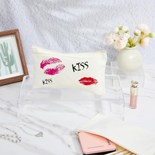 Reginary 80 Pack Canvas Zipper Makeup Bags Bulk Pencil Pouches Blank DIY Craft Canvas Cosmetic Bag Pouch with Zipper for Makeup Cosmetic Toiletry Stationary Storage(All Natural)