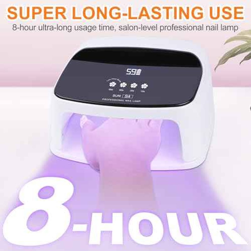 UV Nail Lamp, 288W 8 Hours Super Long-Lasting 15600mAh Professional Cordless UV LED Lamp for Nails 66Pcs Lamp Beads Automatic Sensor Gel Nail uv Light for Nail Art at Home and in Salons Gold