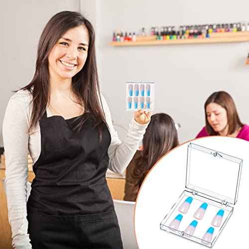 Landhoow 15 Pcs Press On Nail Boxes Nail Display Case with 30 Adhesive Tape, Artificial Press On Nail Container, Acrylic Storage Organizer(Clear)