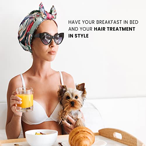 Reusable Shower Cap for Women Reusable Waterproof ? Leakproof, Nonslip Hair Cap for Shower Flexiband ? Soft, Breathable, Durable Christmas Shower Caps by SMPL OBJECTS