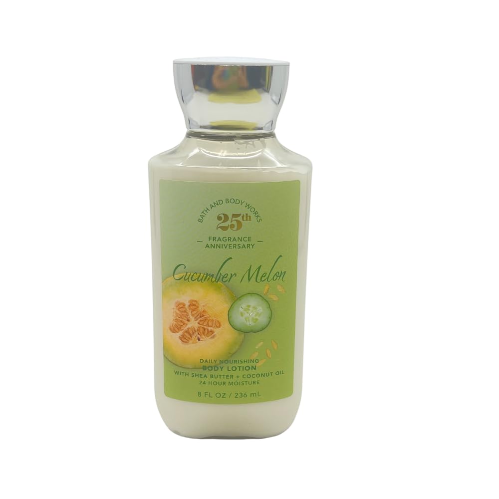 Bath & Body Works CUCUMBER MELON Body Lotion 8 fl oz Gift Set with a Red Bow for Holiday & Gifts Pack of 3 - Limited Edition