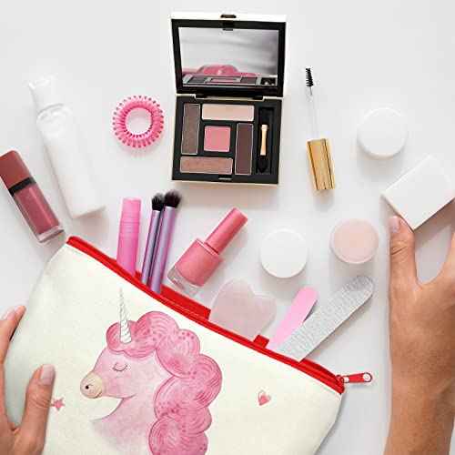 ZeeDix Canvas Pouch- Multi-purpose Cosmetic Bag with Zipper, DIY Craft Canvas Zipper Pouch Blank Makeup Bags Bulk Travel Toiletry Bag for Storage (8.3 x 5 inches)