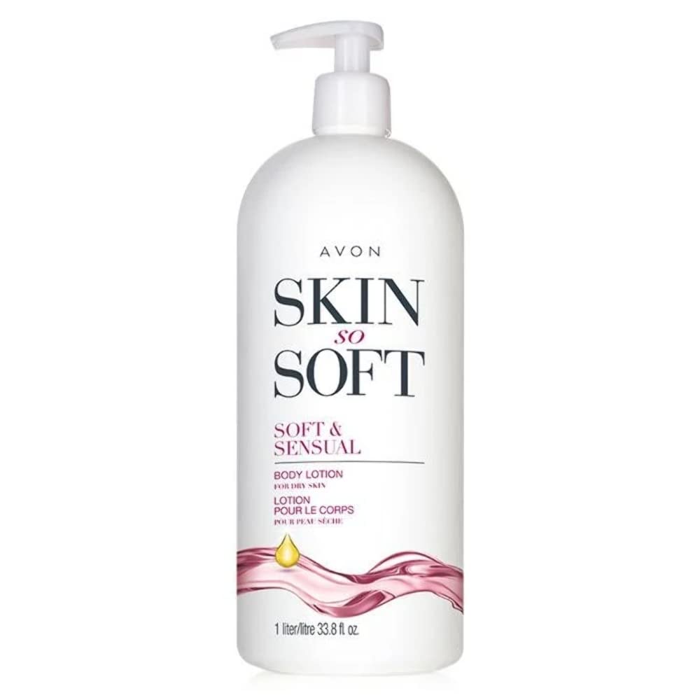 AVON Skin So Soft Bonus-Size Soft & Sensual Body Lotion for Dry Skin with Argan Oil โ 33.8 fl oz Nourishing Moisturizer with Pump โ Floral Scented, Hydrating Hand & Body Lotion for Women and Men