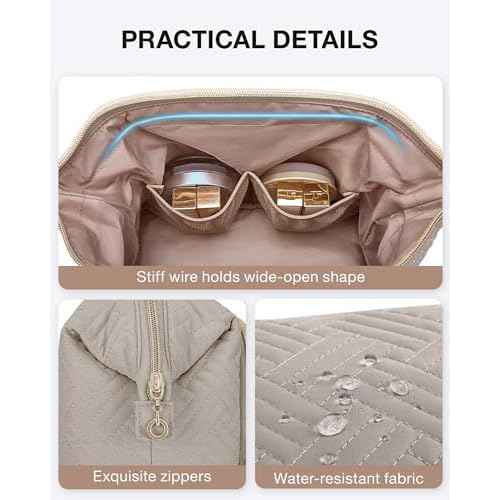 BAGSMART Travel Makeup Bag, Cosmetic Bag Make Up Organizer Case,Large Wide-open Pouch for Women Purse for Toiletries Accessories Brushes