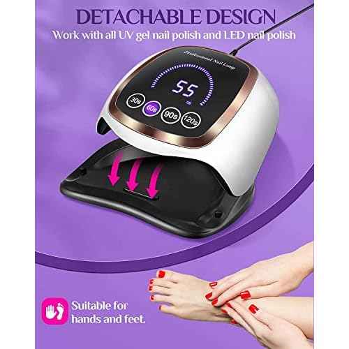 UV LED Nail Lamp, Gugusure Upgrade 180W Nail Dryer for Gel Polish with LCD Display, Auto Sensor and 4 Timer Settings, Professional Curing Lamp Light with 42 Beads for Salon and Home