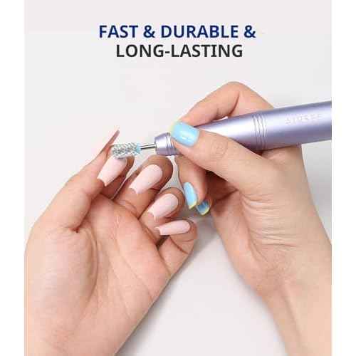 AIRSEE Tungsten Carbide Acrylic Nail Drill Bit Efile Electric File Machine Head Tip for Manicure Polishing Art Remove Gel 3/32" 2 Way Beginner Safety Round Top Cylinder Barrel 4X Coarse-4XC