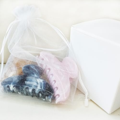 Marble Claw Clips Medium Cellulose Acetate Normal Hair Claw Clips Women Girls Tortoise Thin Fine Hair Clips Resin French Barrettes Curly Straight Hair Basic Acrylic Side Clip Hair Accessories