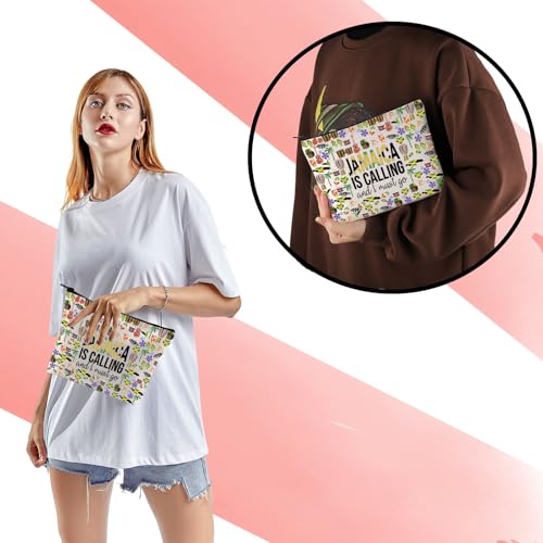 KUIYAI Jamaica Vacation Makeup Bag for Lovers - Cosmetic Travel Gift for Girls Trip - Souvenir for Travelers (JamaicaMakeup)