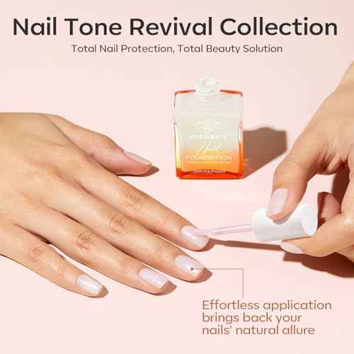 modelones Nail Strengthener, Milky White Nail Polish Natural Nail Concealer Foundation Air Dry Nail Growth Polish for Damaged Nails Imperfection Masking Gifts for Women 15ml