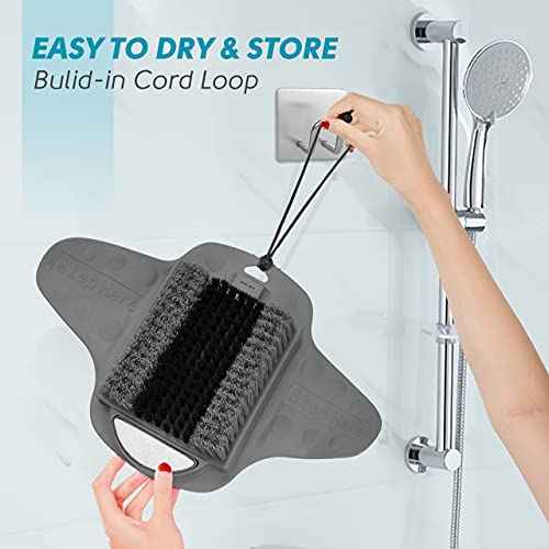 BESKAR Shower Foot Scrubber Mat with Pumice Stone, Cleans, Exfoliates & Smooths Your Foot Without Bending in The Shower or Bathtub, Foot Dead Skin & Callus Remover, Upgraded Non-Slip Suction Cups