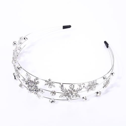 Christmas Headbands for Women,Snowflake Headbands Multi Layer Sparkly Crystal Hairbands Christmas Holiday Party Hair Accessory Gifts(Silver Snowflake)