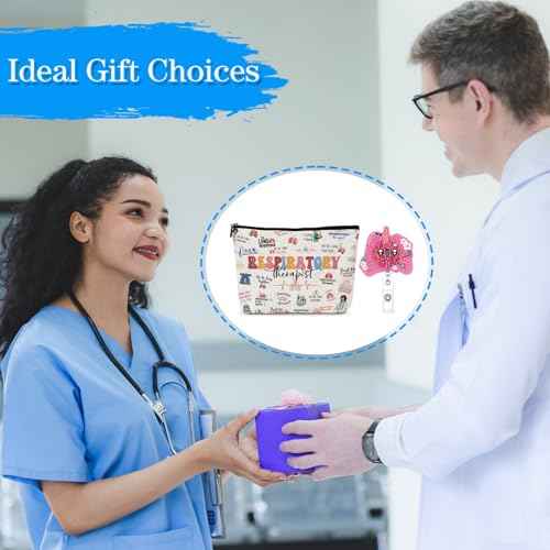 Respiratory Therapist Gifts for Women - Funny Respiratory Therapist Badge Reel, Makeup Bag, RT RRT Gifts for Pulmonary Care Doctor Nurse Graduation Christmas Retirement Present