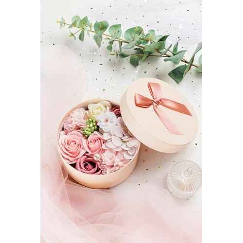 Luxury Beautiful Flora Scented Roses/Carnation Flower Bath Soap with Stem, Flower Soap in Gift Box, Gift for Birthday/Valentine's Day/Mother's Day (Pink)