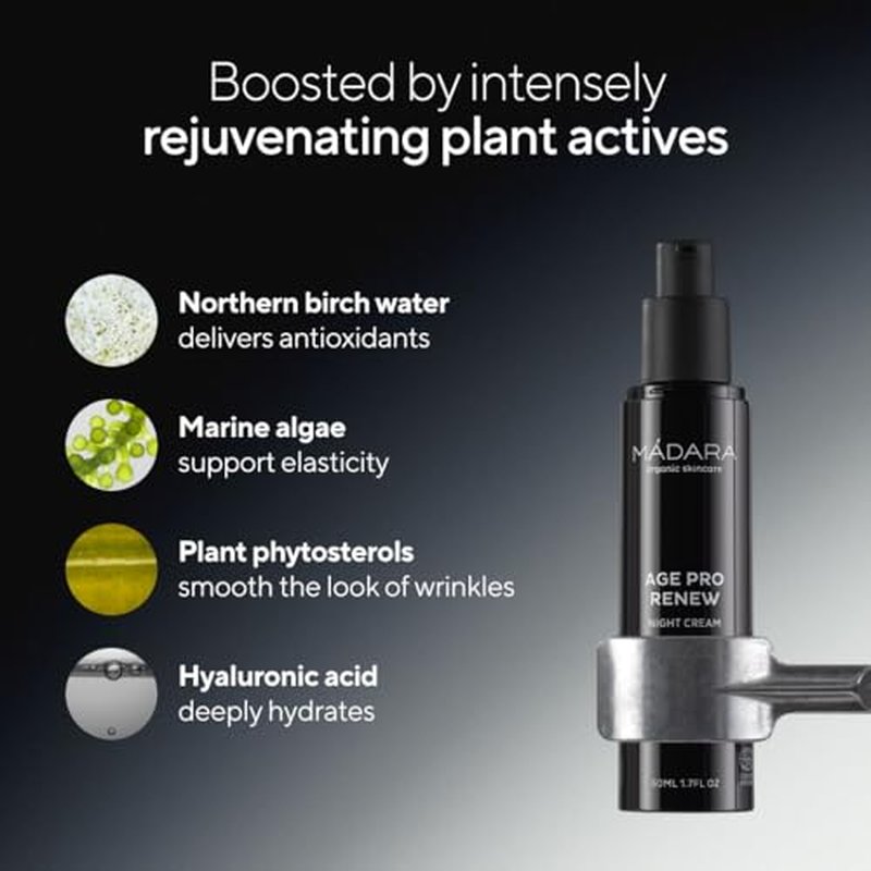 M?DARA AGE?PRO Renew Night Cream 50?ml ? Intensive Overnight Anti?Ageing Moisturiser with Hyaluronic Acid & Botanical Actives to Revitalise, Smooth and Restore Mature, Tired Skin