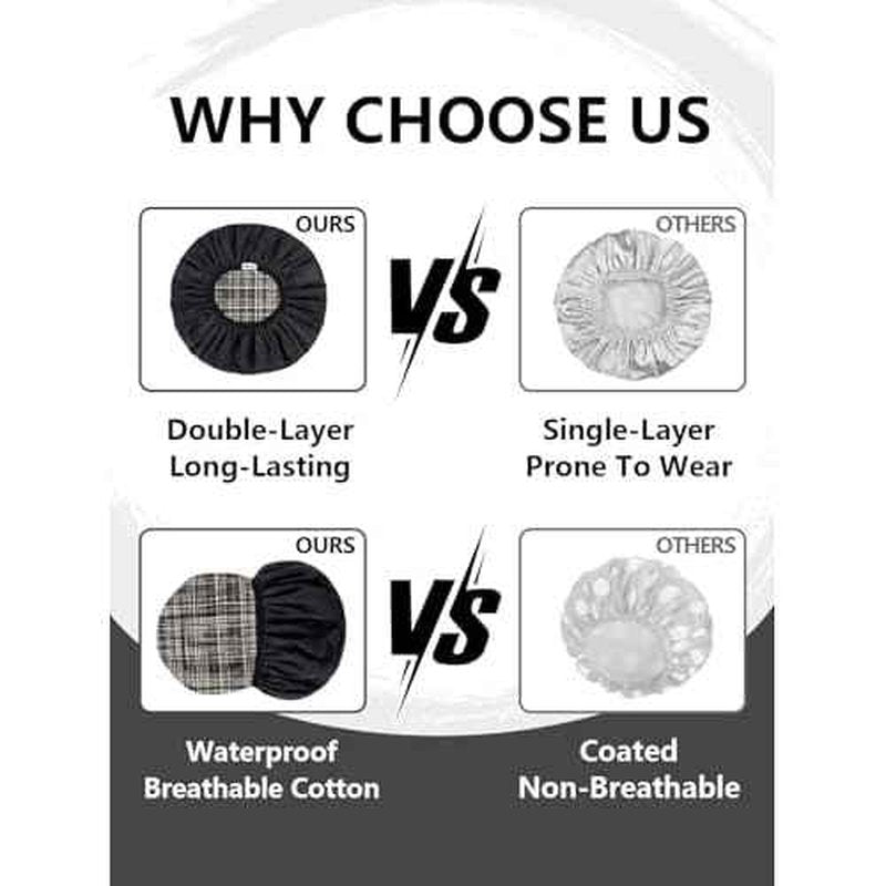 Years calm Men Shower Cap Reusable Waterproof, Dual-Layer Design, Double-Sided Use,Protects Hair in Shower, Spa, Travel & Cooking, Adjustable Elastic for Comfortable Fit (Black Plaid, One Size)