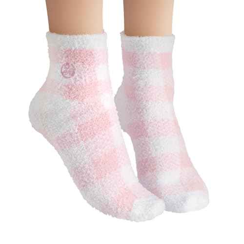 Earth Therapeutics Aloe Socks - Double Pack - PINK PLAID (2 Pairs)